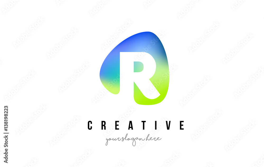 R Letter Logo Design with Oval Green Blue Shape. R Letter Logo Design with Oval Green Blue Shape.