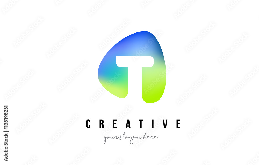 T Letter Logo Design with Oval Green Blue Shape. T Letter Logo Design with Oval Green Blue Shape.