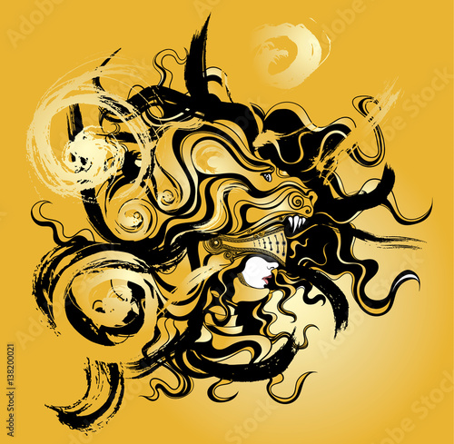 the girl in the helmet and mask of a lion on the head, symbolizes the zodiac sign Leo