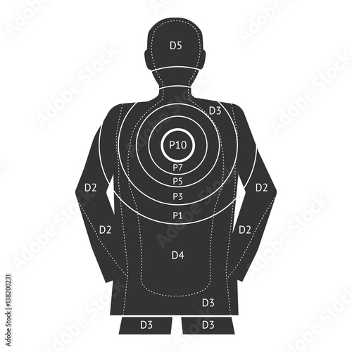 Black outline human target shooting. Vector