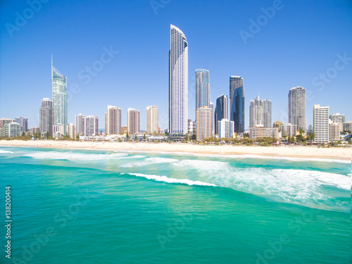 An aerial view of Surfers Paradise in Queensland's Gold Coast in Australia 
