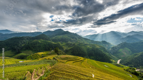 Beautiful landscape Rice fields on terraced of Mu Cang Chai, YenBai, Vietnam.