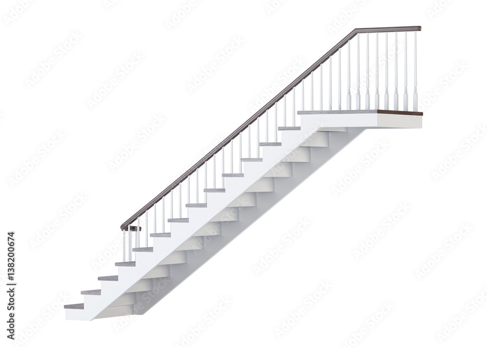 Fototapeta Stairs on white background. 3D rendering.