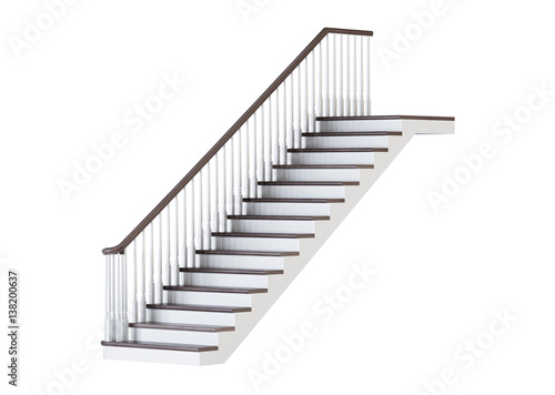 Stairs on white background. 3D rendering.