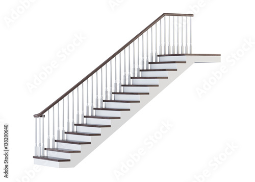 Stairs on white background. 3D rendering.