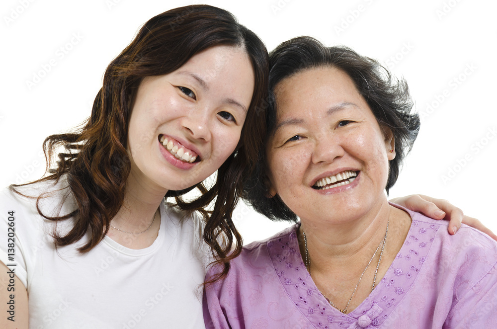 Senior mother and adult daughter headshot Senior mother and adult daughter headshot