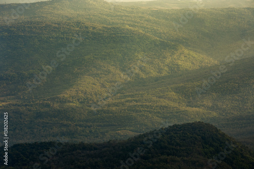 Light and nature on mountain phu kradueng thailand photo