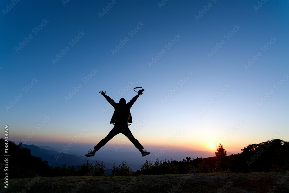 siluate man on mountain siluate man on mountain