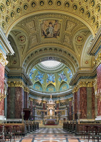 Interior of St. Stephen's Basilica (Szent Istvan-bazilika) in Budapest, Hungary