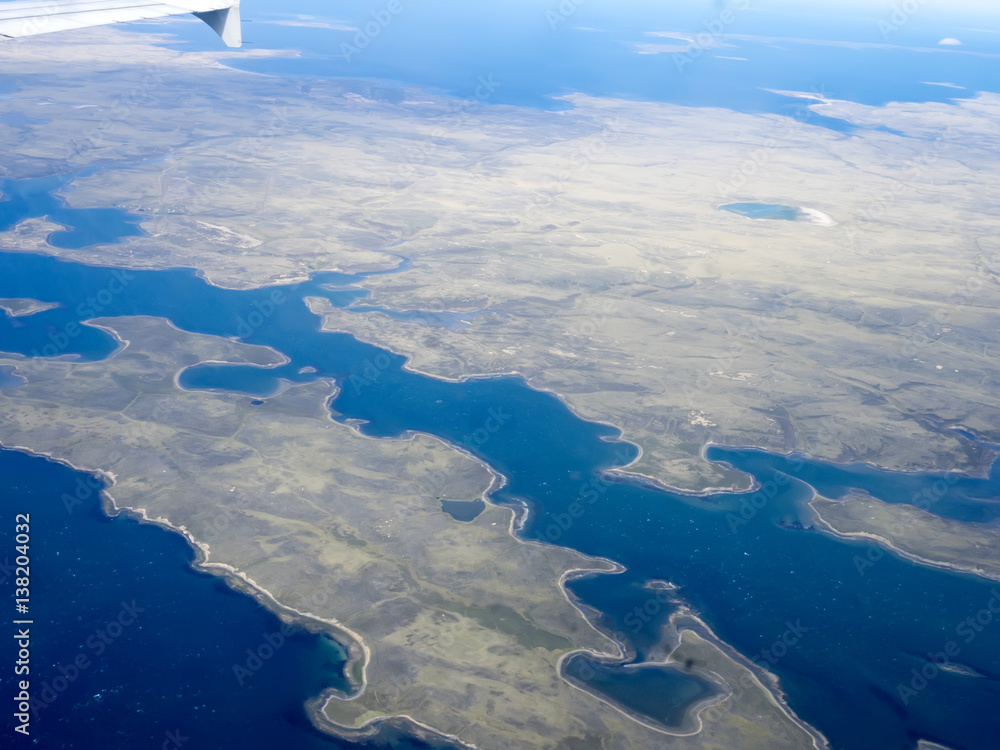 Aerial view of the Falkland Islands