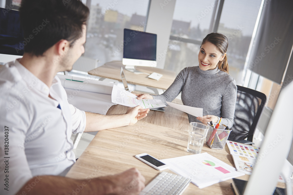 Fototapeta premium Business couple in modern office