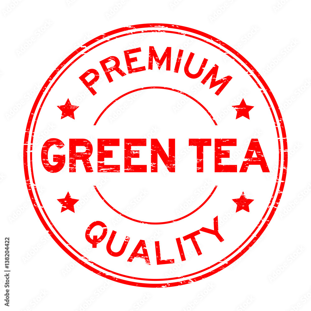 Grunge red premium quality green tea round rubber stamp Grunge red premium quality green tea round rubber stamp