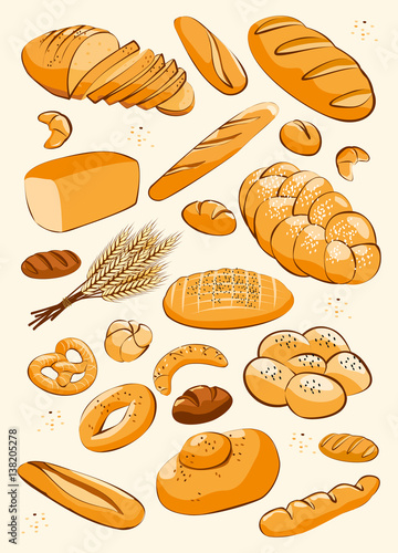 Bakery product -  bread and other pastries set