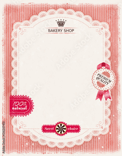 Poster of confectionery bakery with lacy frame