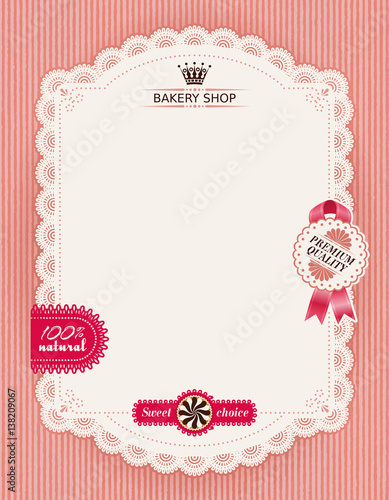 Poster of confectionery bakery with lacy frame