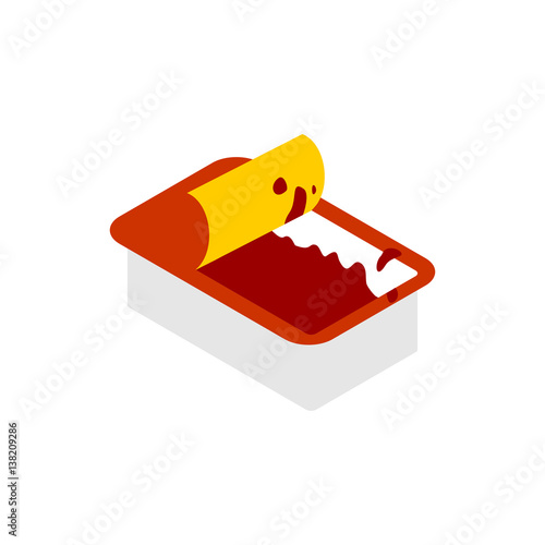 Open Ketchup DIP pack  isolated. Sauce for fast food on white background
