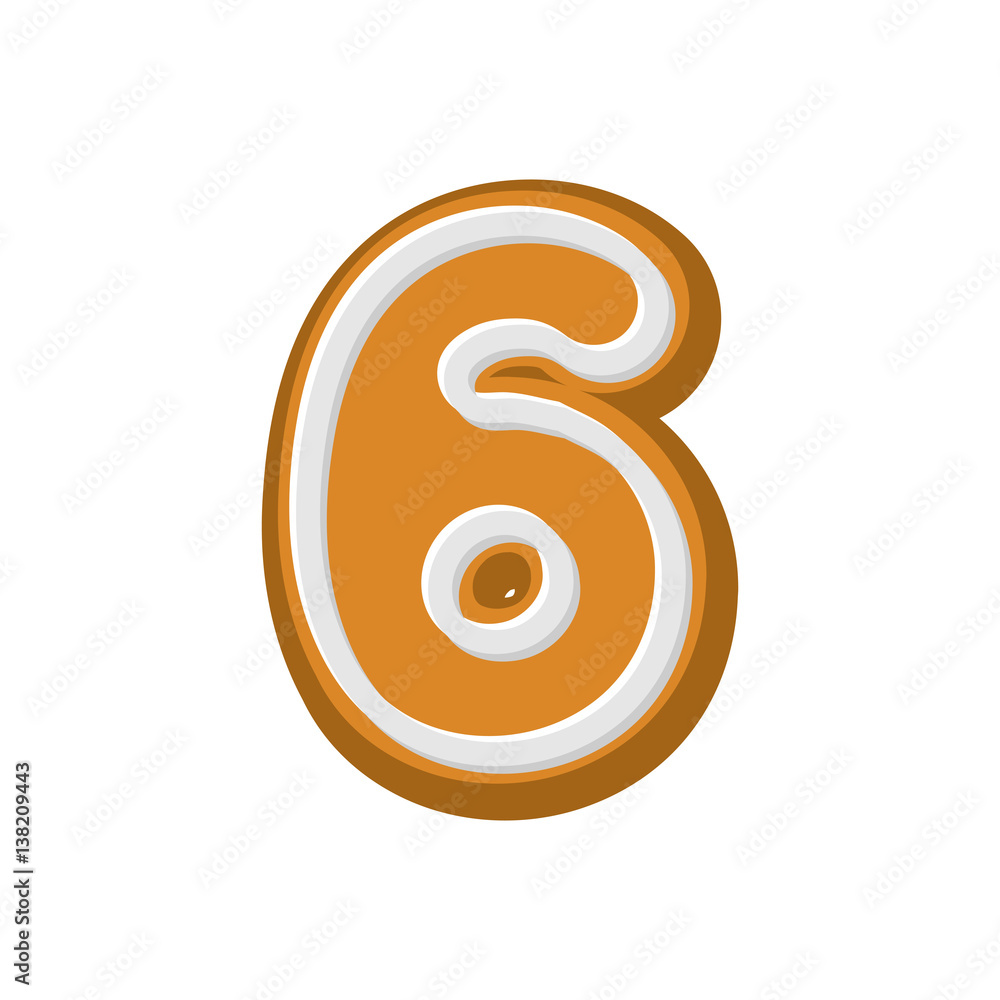 Number 6 Gingerbread font. Peppermint honey-cake ABC six. Cookies alphabet. Lettering biscuit Number 6 Gingerbread font. Peppermint honey-cake ABC six. Cookies alphabet. Lettering biscuit