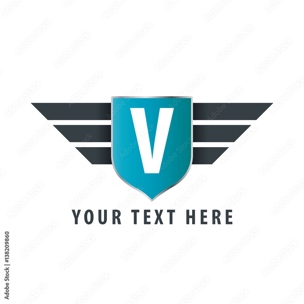 Naklejka premium Initial Letter V Shield Icon Design Logo Template