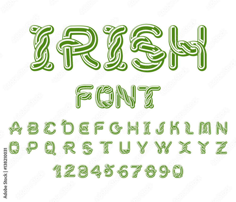 Irish font. National Celtic alphabet. Traditional Ireland ornament letter Irish font. National Celtic alphabet. Traditional Ireland ornament letter