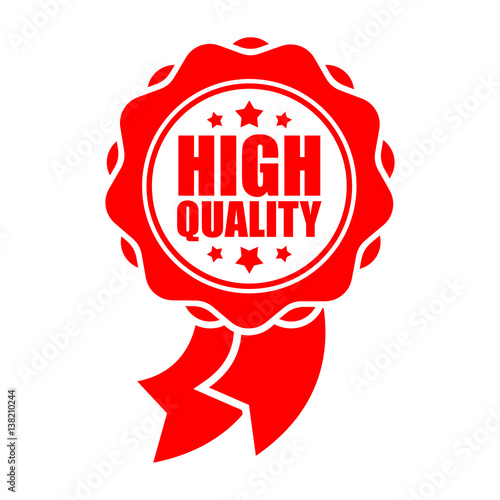 Quality sign template. Red ribbon symbol. Rubber Seal