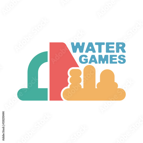Water Games logo. Emblem for Inflatable park attraction