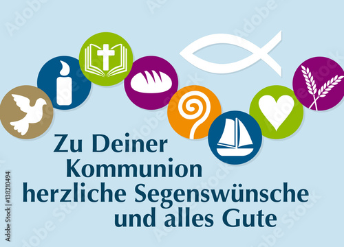 Karte mit Glückwunsch zur ersten heiligen Kommunion