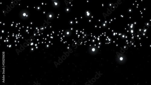 Coloring glowing star particle in random direction with bounce on spotlight ground abstract background animation motion graphic 3D render with copy space on black background 
