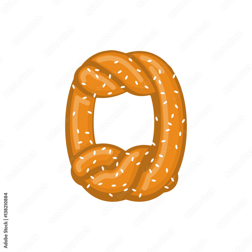 Number 0 pretzel. snack font zero symbol. Food alphabet sign. Traditional German meal is ABC. Bake numeric Number 0 pretzel. snack font zero symbol. Food alphabet sign. Traditional German meal is ABC. Bake numeric