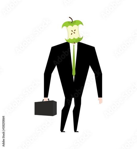Businessman apple core. Dumb boss. Silly manager garbage