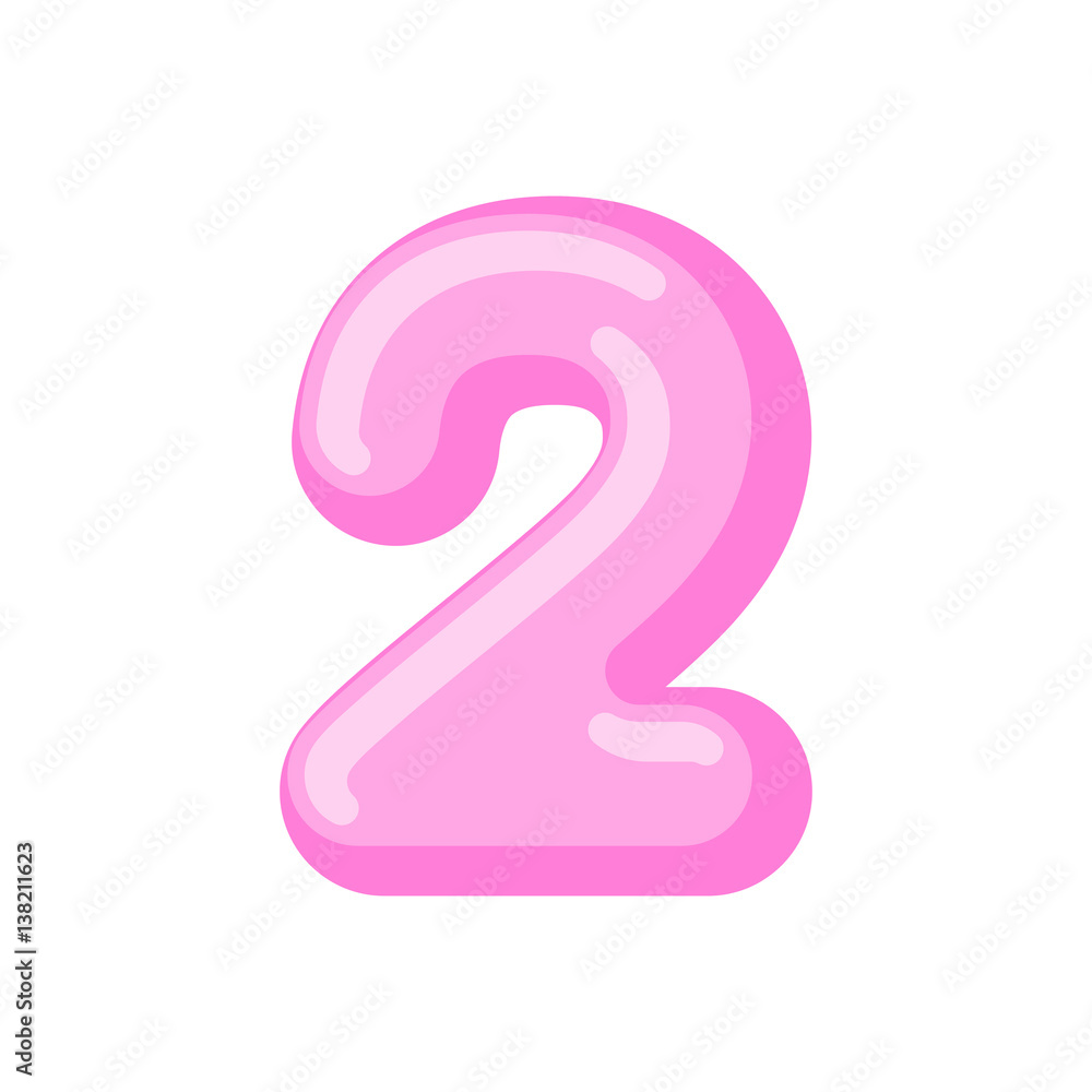 Number 2 candy font. Caramel alphabet two. lollipop lettering. Sweet ABC sign