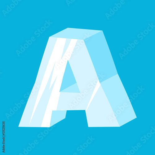 letter A ice font. Icicles alphabet. freeze lettering. Iceberg ABC sign
