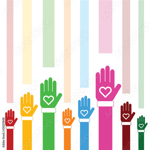 donate icon with hand and heart color illustration