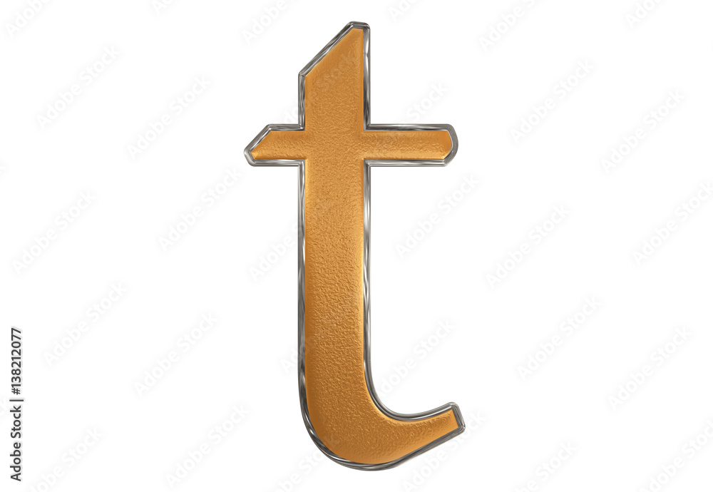 Lowercase letter T, isolated on white, with clipping path, 3D illustration Lowercase letter T, isolated on white, with clipping path, 3D illustration