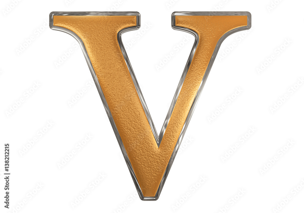 Lowercase letter V, isolated on white, with clipping path, 3D illustration