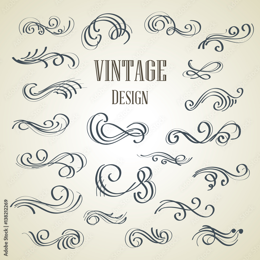Fototapeta premium Set of ornamental vintage decorations