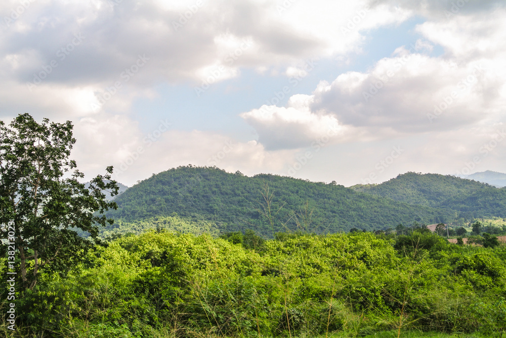 Natural forests and beautiful mountains in countryside Thailand