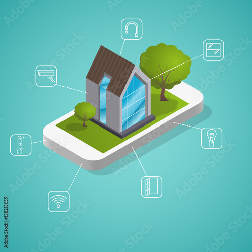 smart house vector concept, home management control infographic