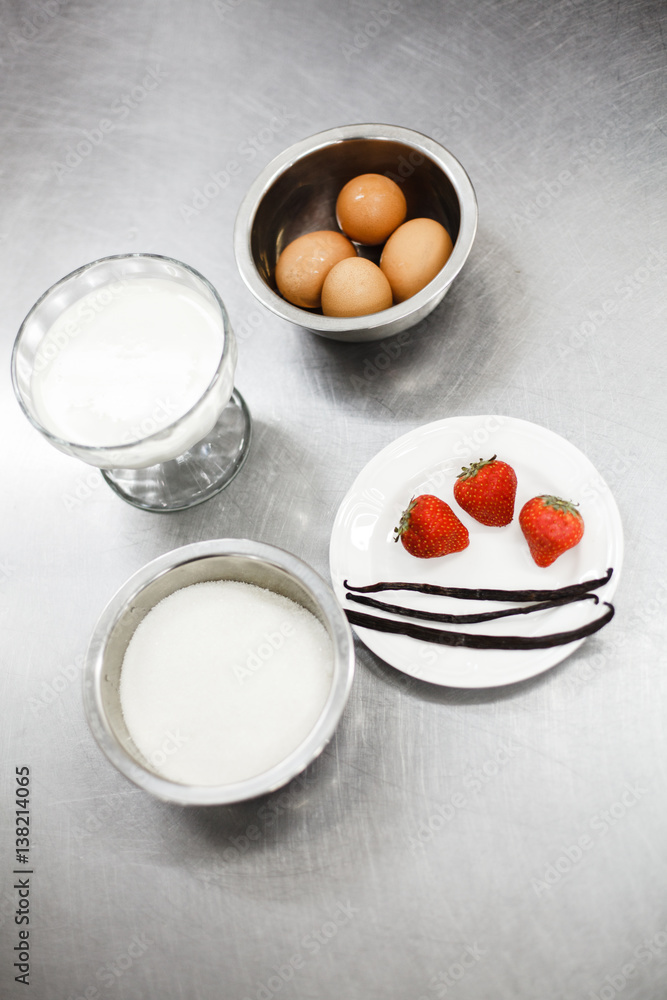 ingredients for portion of creme brulee dessert ingredients for portion of creme brulee dessert