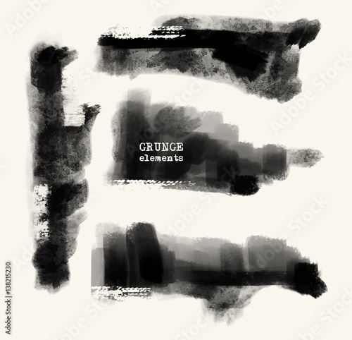 Vector set of black brush strokes.