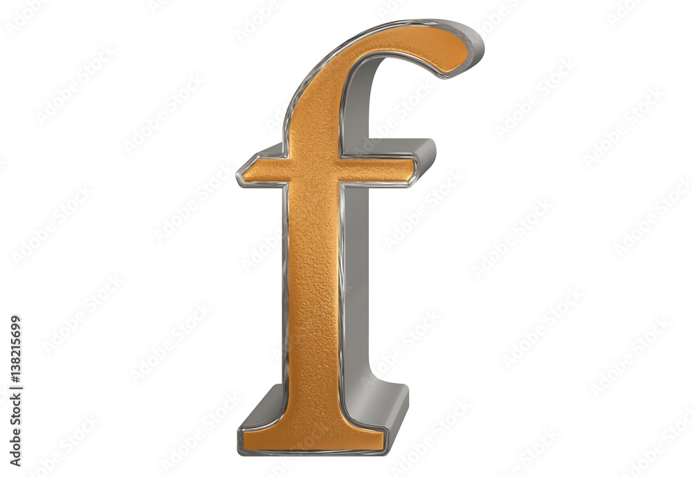 Lowercase letter F, isolated on white, with clipping path, 3D illustration Lowercase letter F, isolated on white, with clipping path, 3D illustration