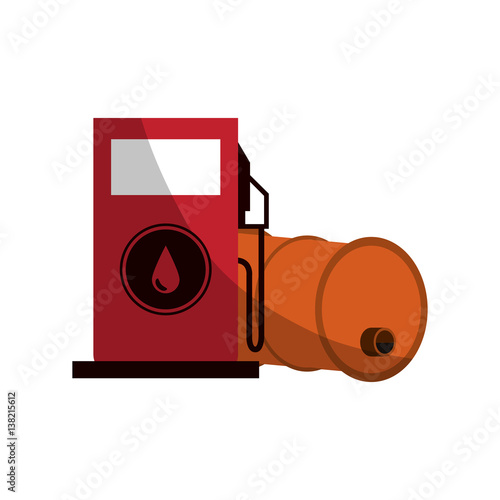 oil barrel and petrol pump over white background. colorful design. oil industry concept. vector illustration