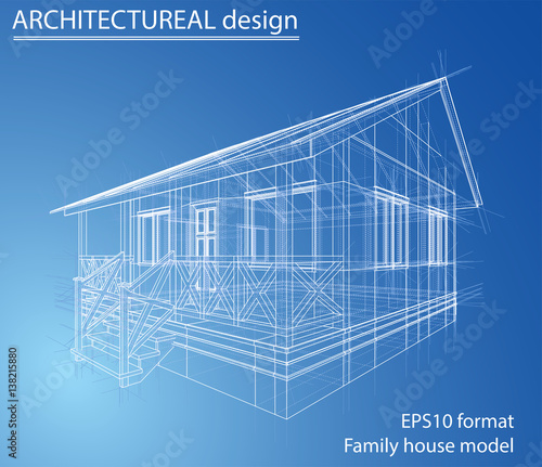 House wireframe structure. Vector