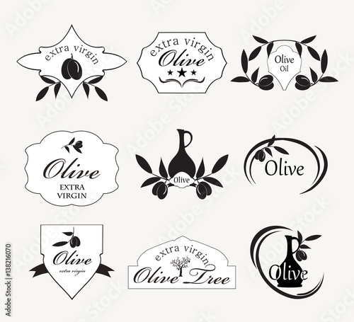 set of olive oil labels, vector illustration
