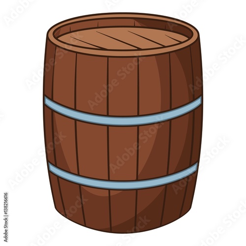 Wine barrel icon, cartoon style
