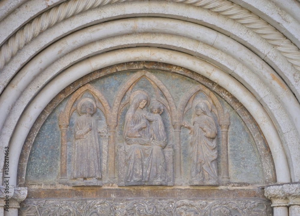 Detail from the entrance of the Cathedral of Saint Anastasia, Zadar, Croatia.