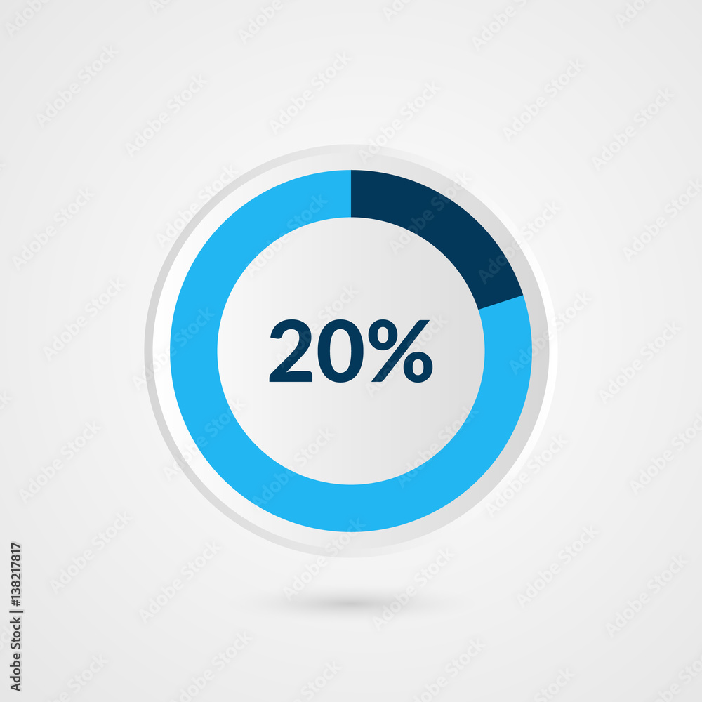 20 percent blue grey and white pie chart. Percentage vector infographics. Circle diagram business illustration 20 percent blue grey and white pie chart. Percentage vector infographics. Circle diagram business illustration