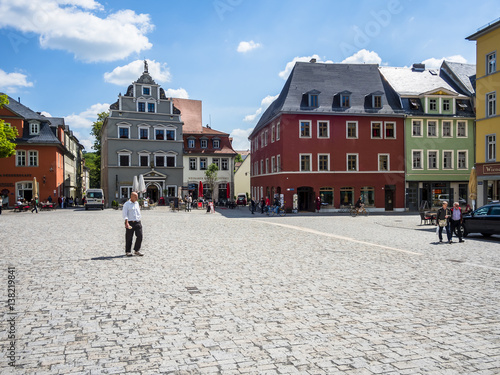 Billede på lærred Altstadt von Weimar,Herderplatz mit historischen Gebäuden, Weimar, Thüringen, De