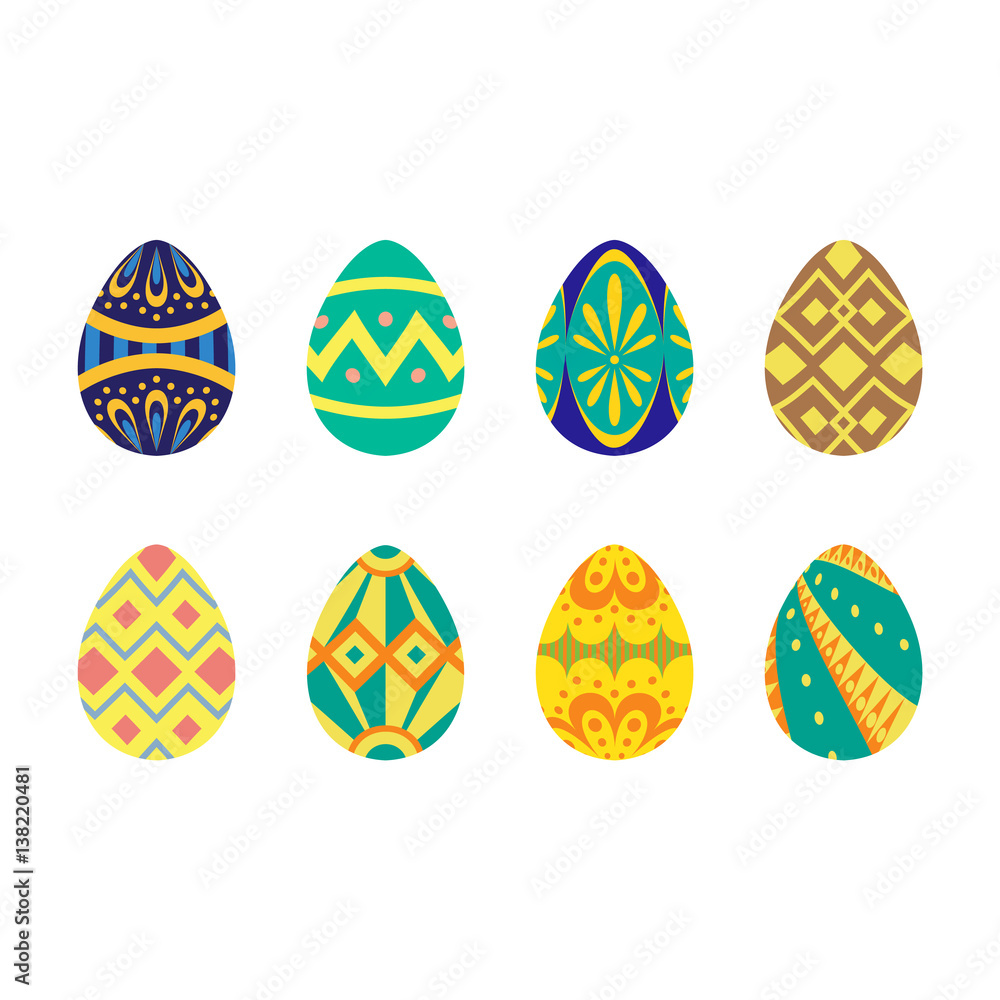 collection of easter eggs, happy easter flat seamless style, vector illustration collection of easter eggs, happy easter flat seamless style, vector illustration