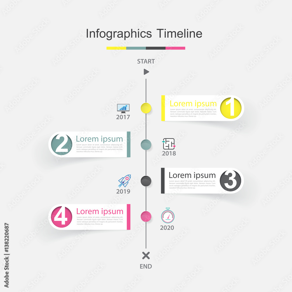 Naklejka premium Time line infographic and icons vector design template.