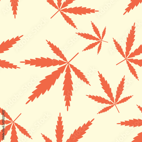 Seamless pattern with leaves marijuana